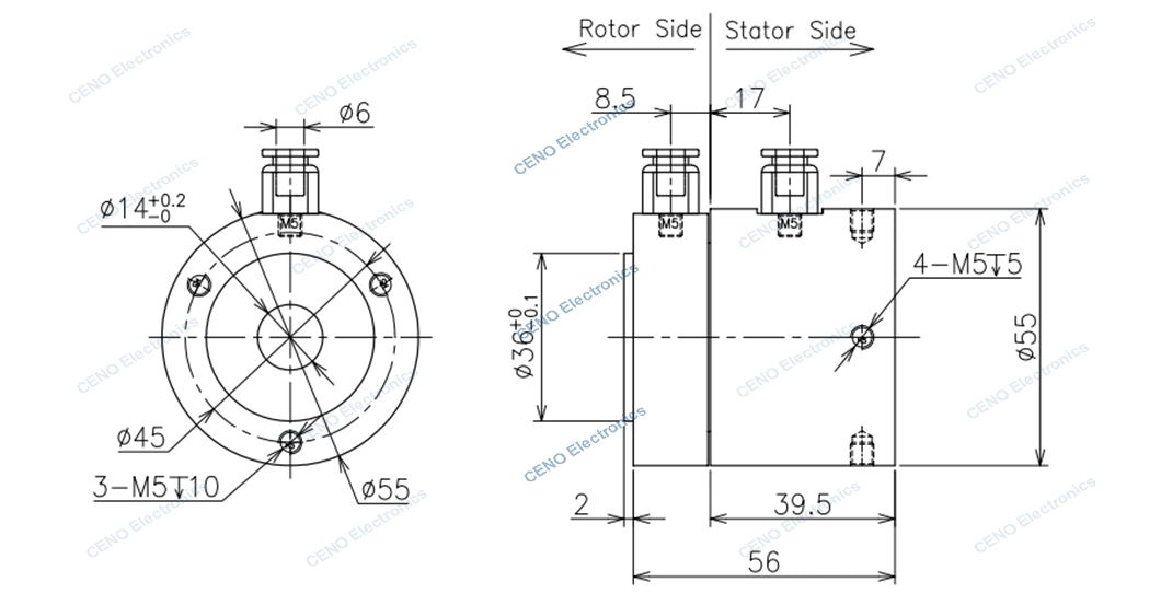 Pneumatic Hydraulic Rotary Union with 1 Channel Air